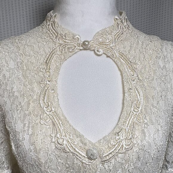 Vintage New Frontier Maxi Gown Lace Cottagecore Prairie Victorian Corset Tie - Picture 2 of 15